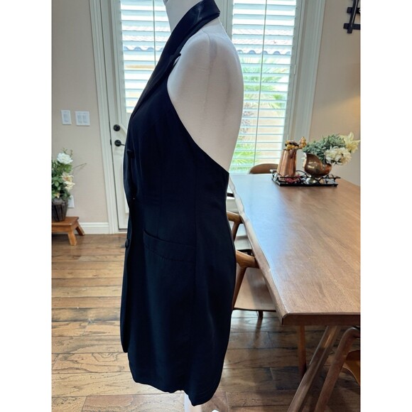 Joseph Ribkoff Black Halter Blazer Dress 2in1 Sheer Overlay Sheer Sleeve Size 10 - Picture 5 of 16